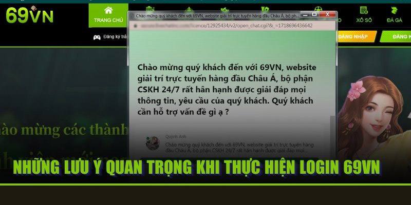 Những điều phải chú tâm khi thực hiện log in